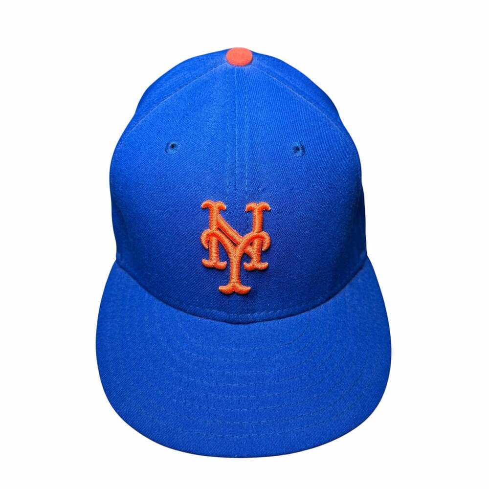 New Era New York Mets Hat Men 7 5/8 Blue Black Embroidered Fitted